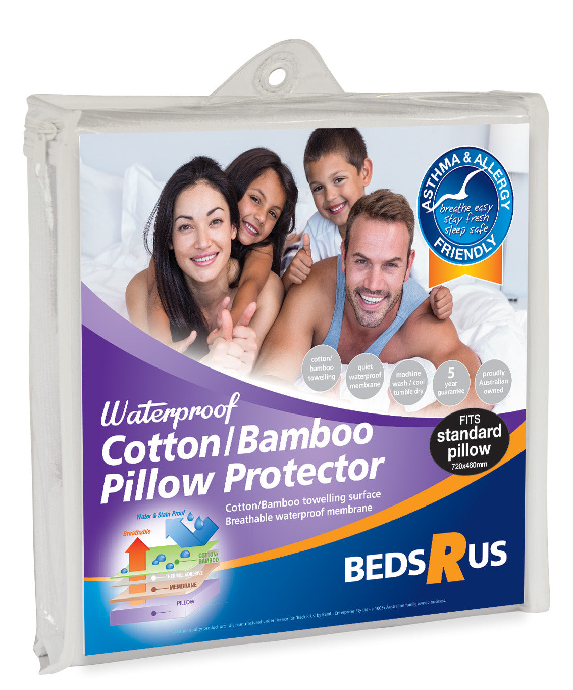 Cotton Bamboo Towelling Waterproof Pillow Protector