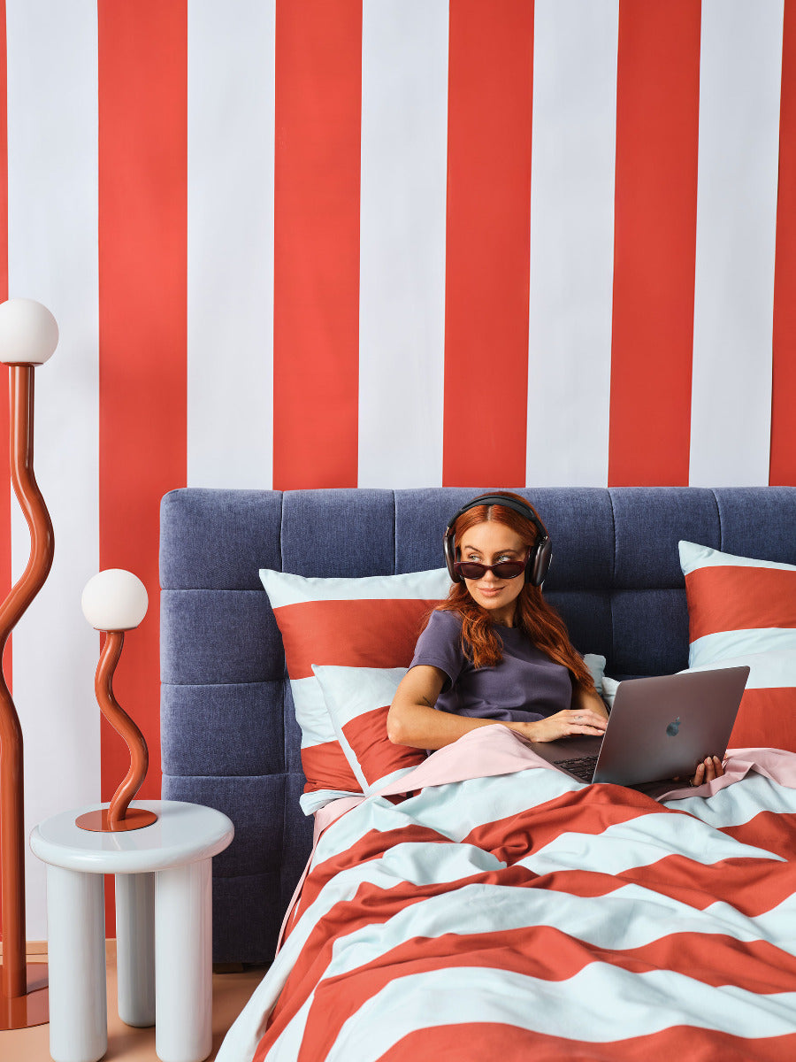 Rugby Stripe Chilli Quilt Cover Set