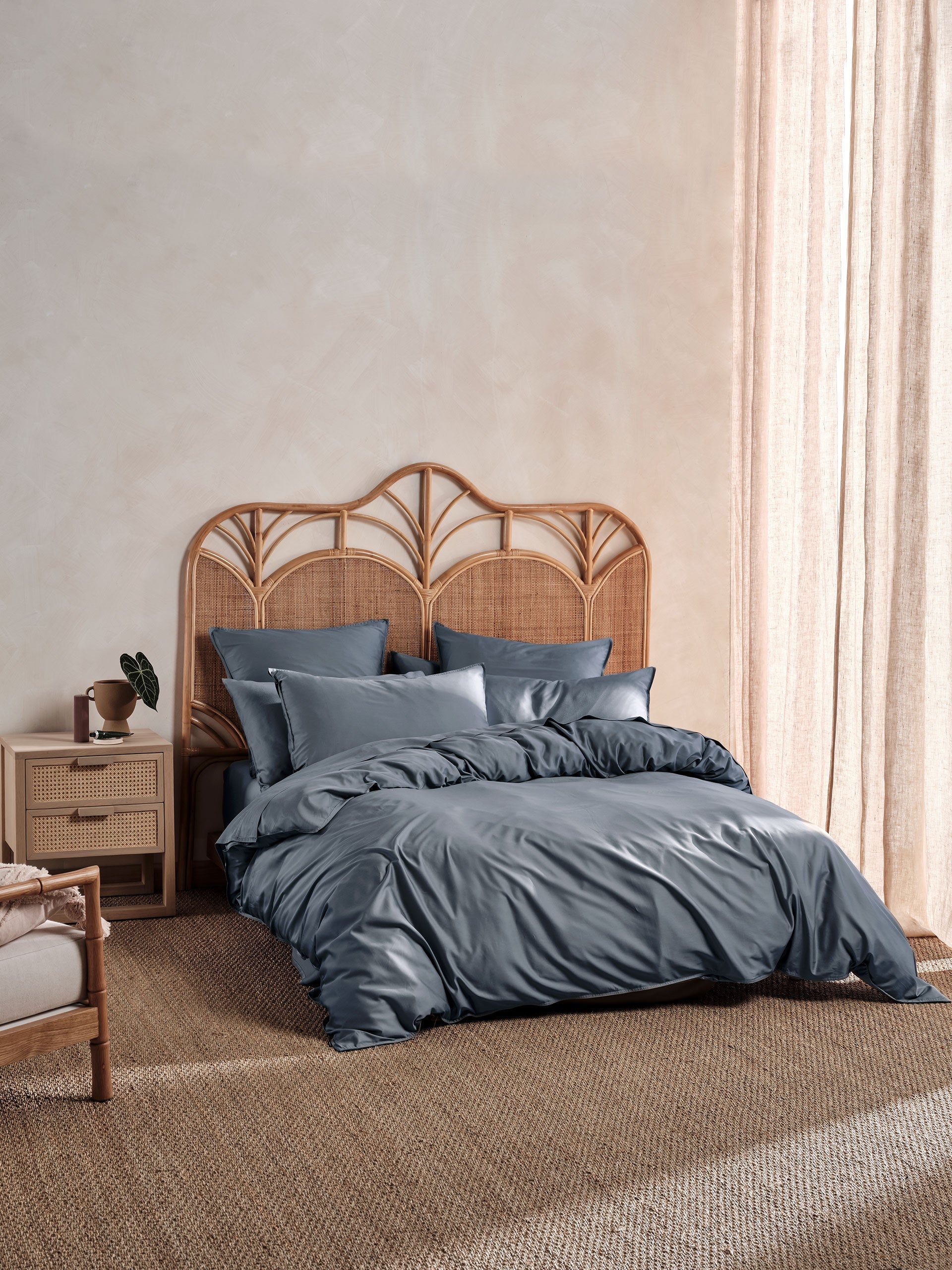 400TC Bamboo/Cotton Nara Bluestone Quilt Cover Set
