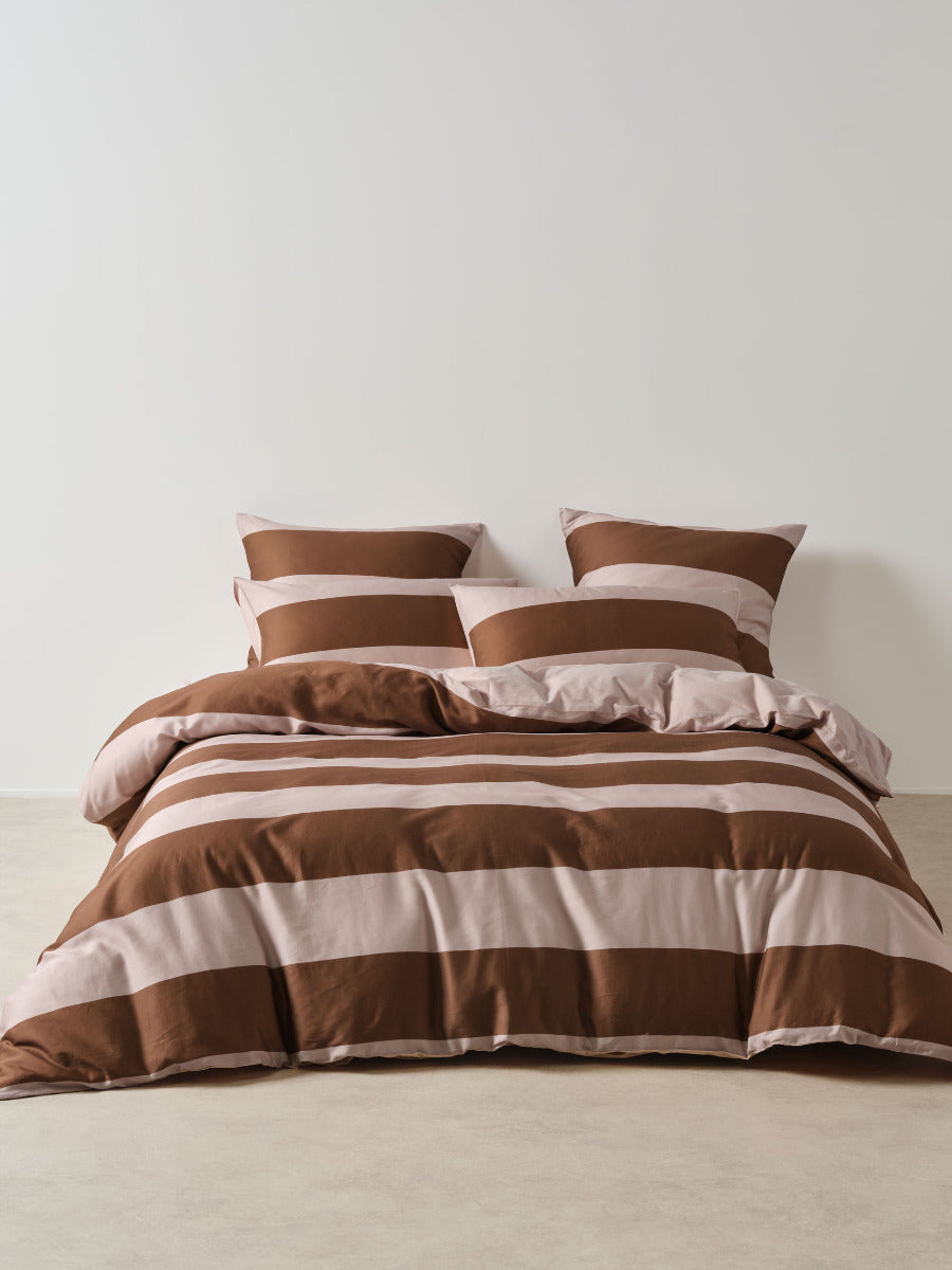 Rugby Stripe Orchid Quilt Cover Set