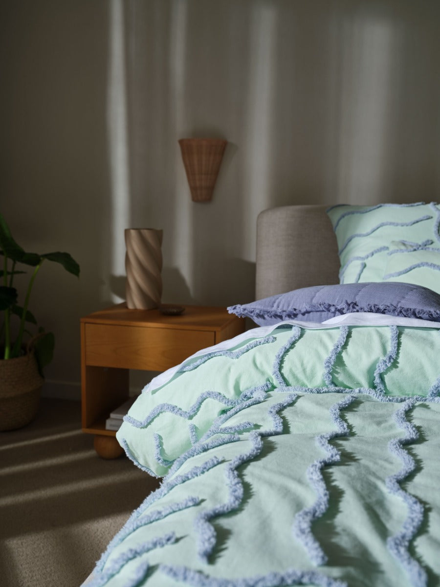 Metung Mint Quilt Cover Set