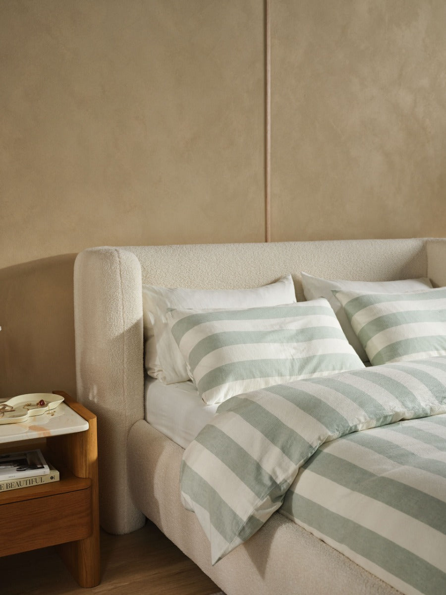Vintage Stripe Jade Quilt Cover Set