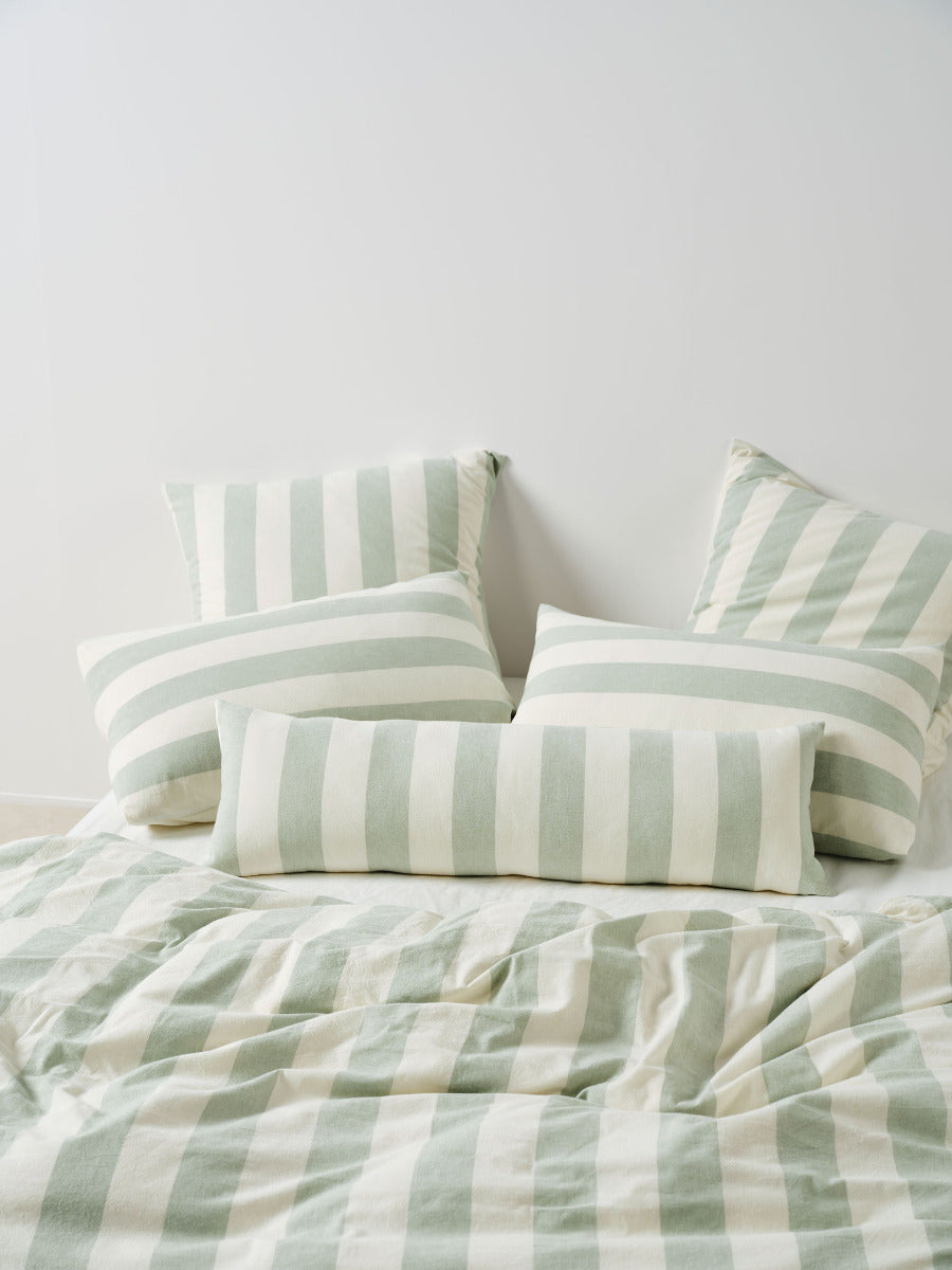 Vintage Stripe Jade Quilt Cover Set