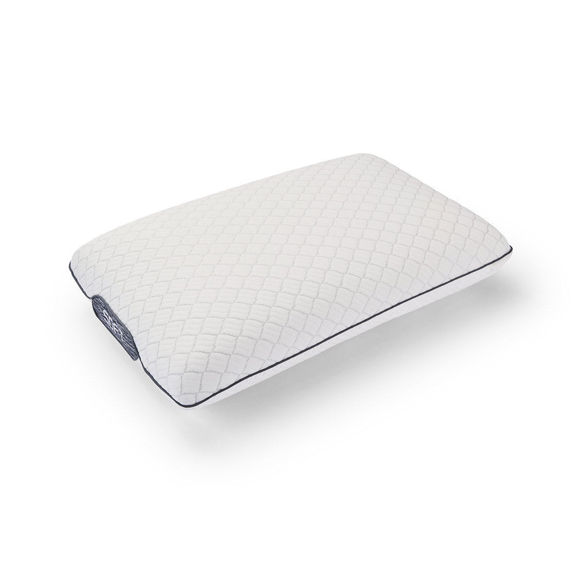 White memory foam pillow with a textured surface on a white background_top
