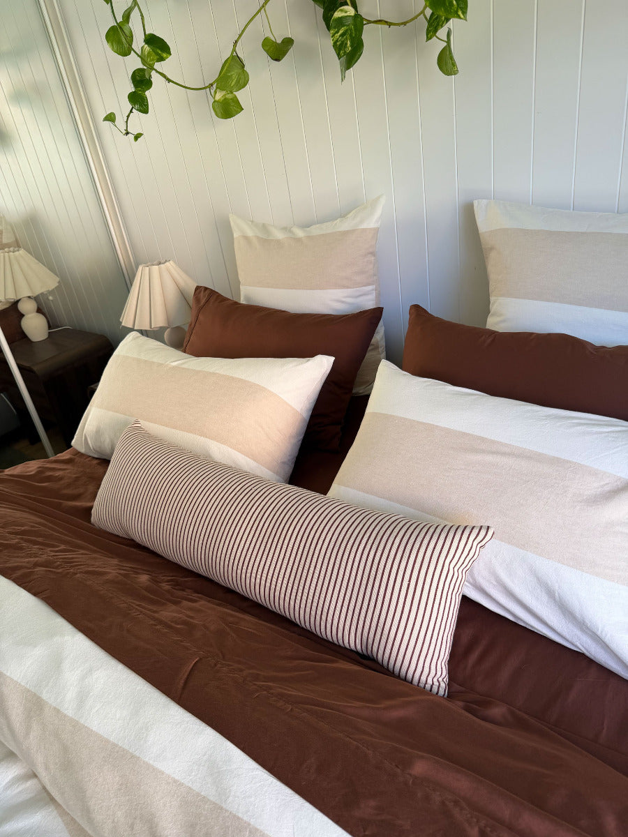 Vintage Wide Stripe Natural European Pillowcase