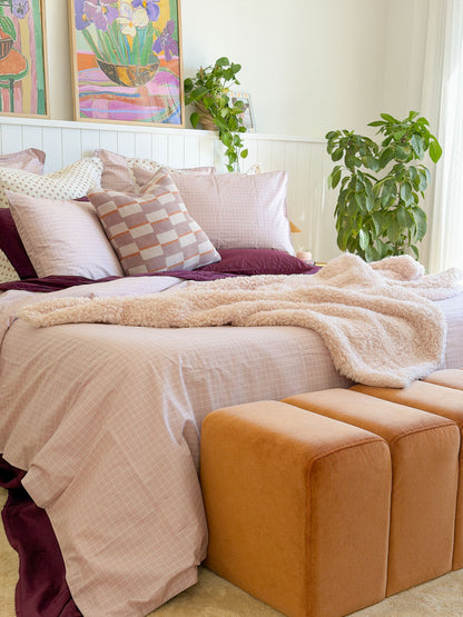 Volley Check Orchid Quilt Cover Set