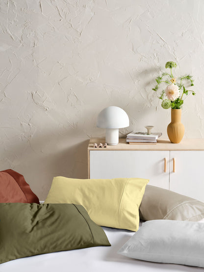 500TC Cotton Sateen Augusta White Standard Pillowcase
