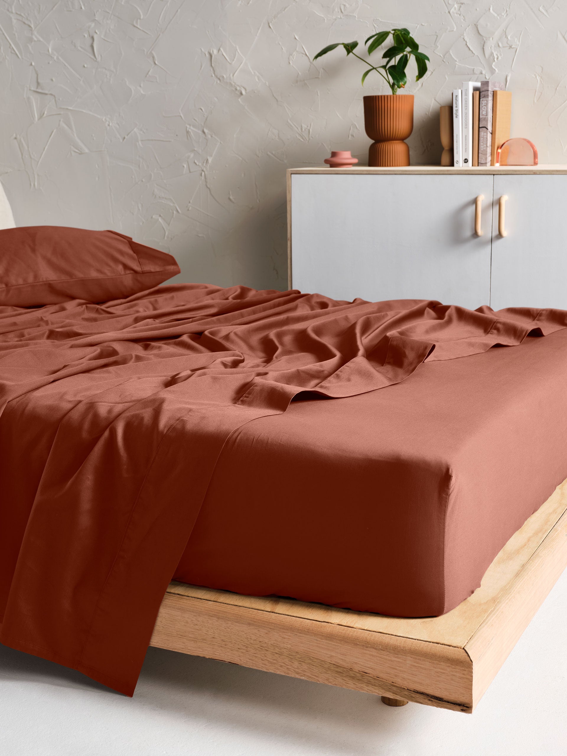 500TC Cotton Sateen Augusta Brick Fitted Sheet 50cm