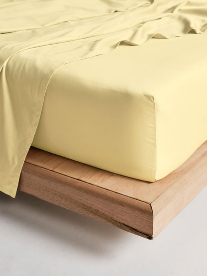 500TC Cotton Sateen Augusta Daffodil Fitted Sheet 50cm