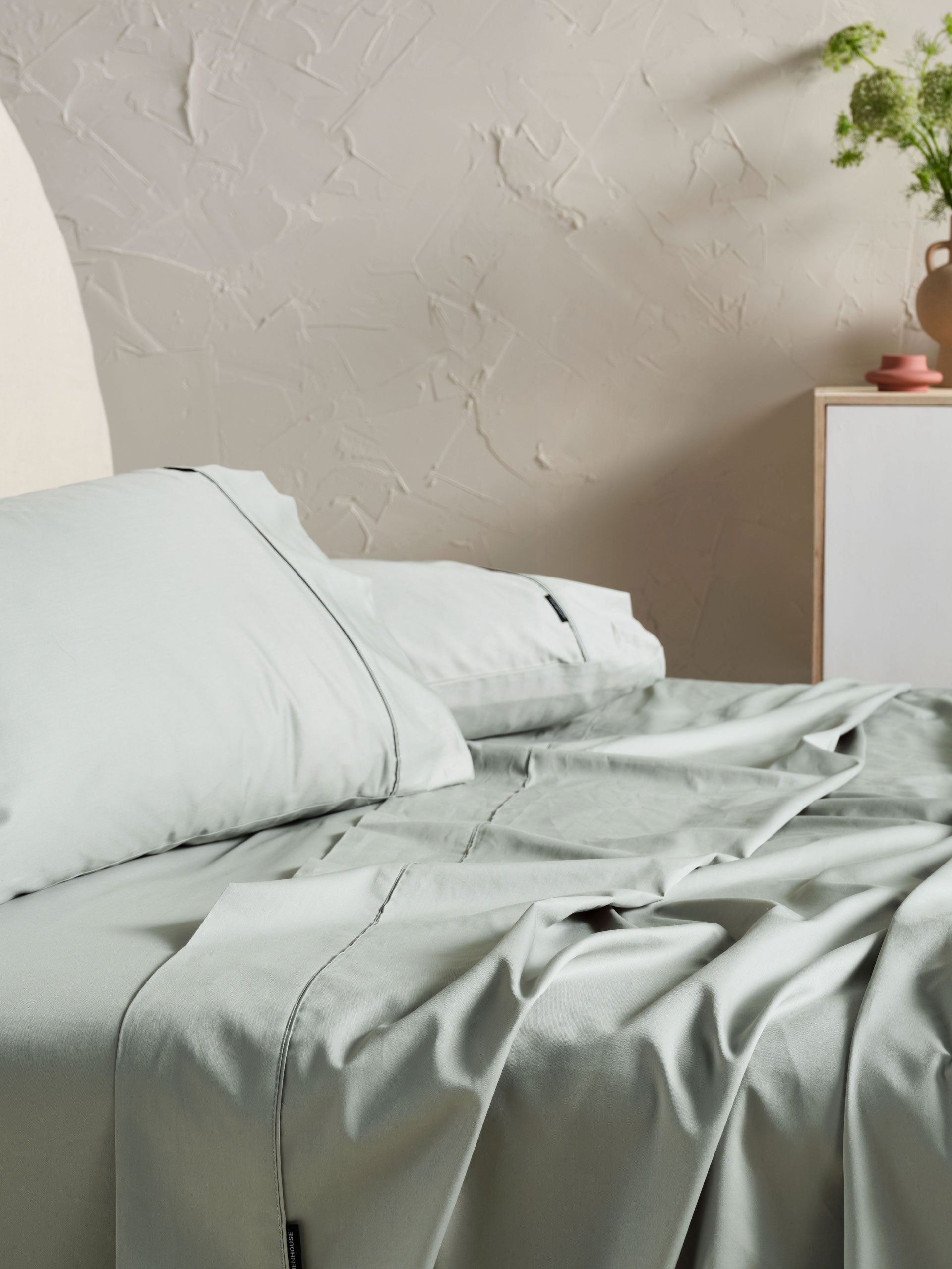 500TC Cotton Sateen Augusta Green Gum Standard Pillowcase