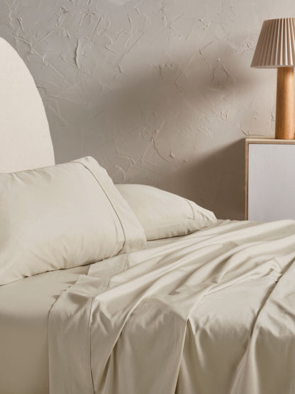 500TC Cotton Sateen Augusta Natural King Pillowcase