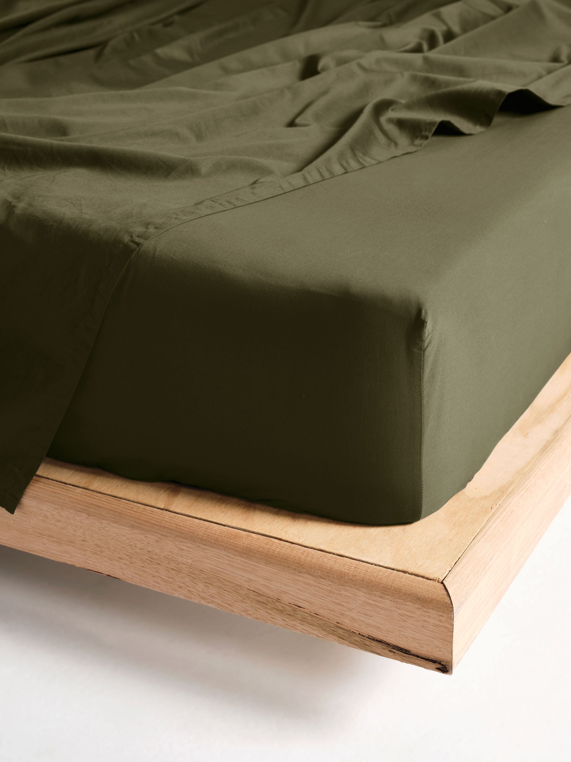 500TC Cotton Sateen Augusta Olive Fitted Sheet 50cm