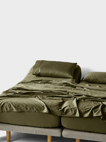 500TC Cotton Sateen Augusta Olive Sheet Set