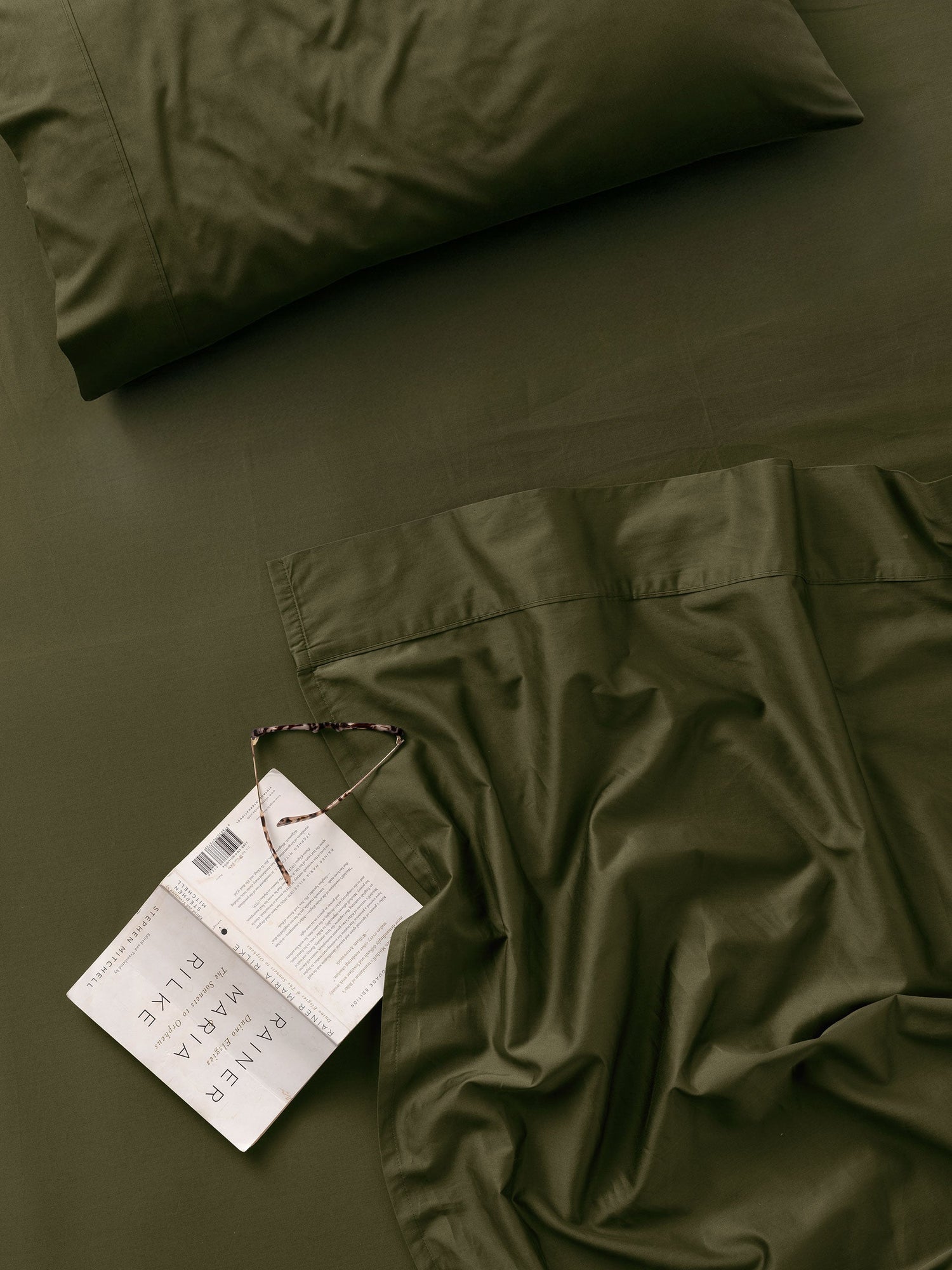 500TC Cotton Sateen Augusta Olive Fitted Sheet 50cm