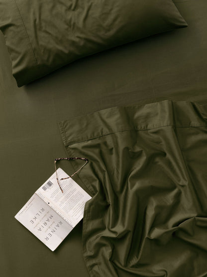 500TC Cotton Sateen Augusta Olive Fitted Sheet 50cm