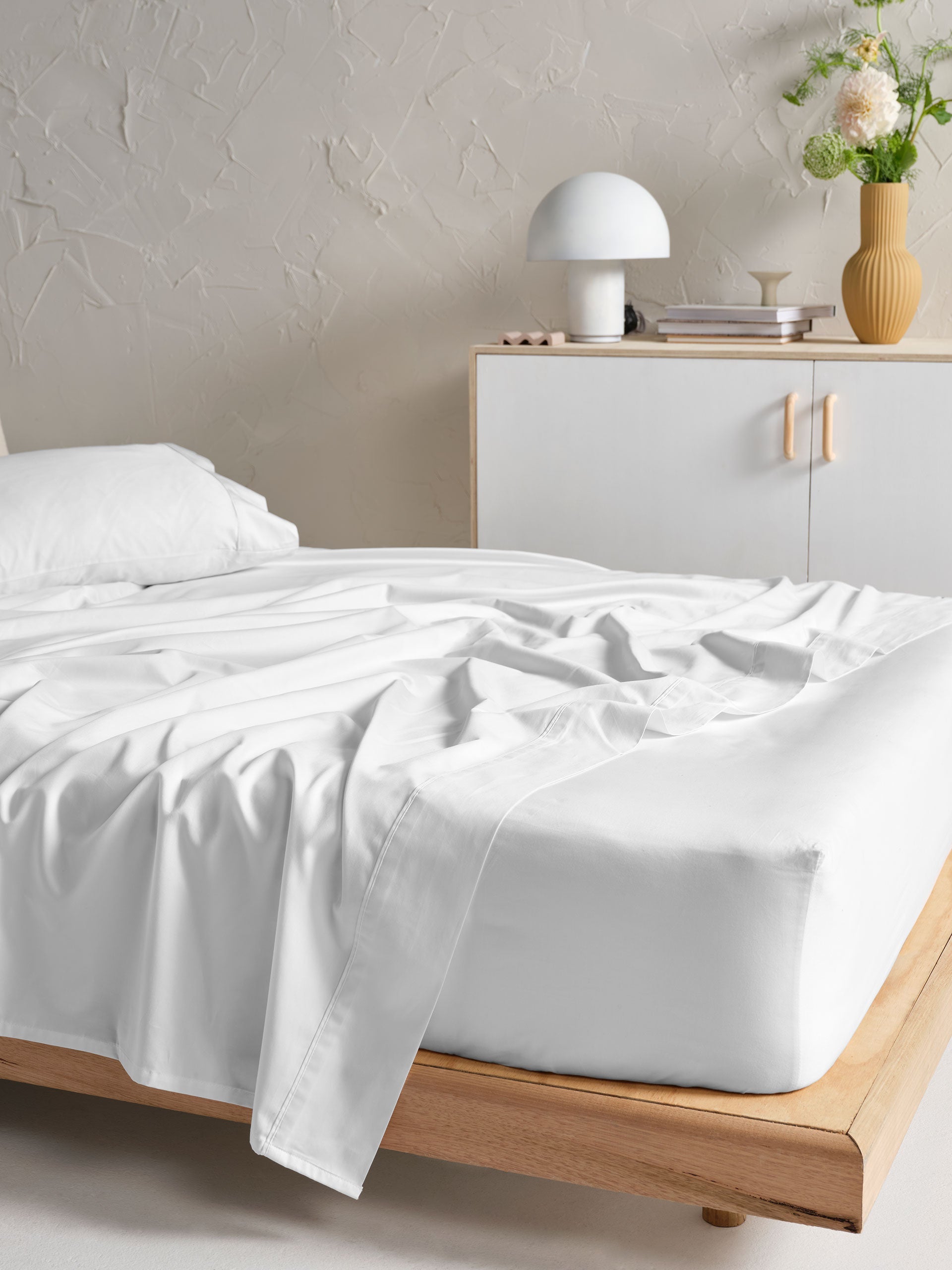 500TC Cotton Sateen Augusta White Flat Sheet