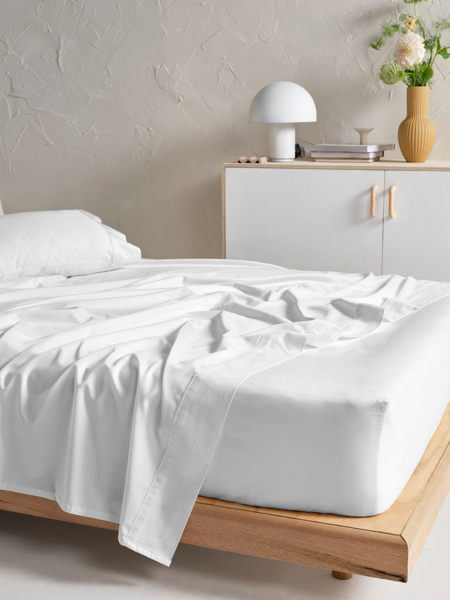 500TC Cotton Sateen Augusta White Fitted Sheet 60cm