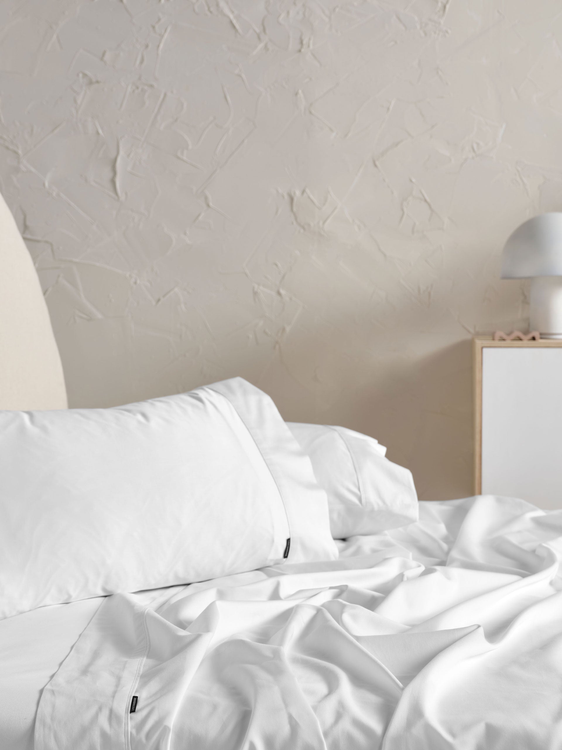 500TC Cotton Sateen Augusta White Standard Pillowcase