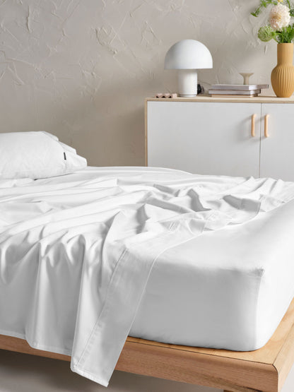 500TC Cotton Sateen Augusta White Sheet Set