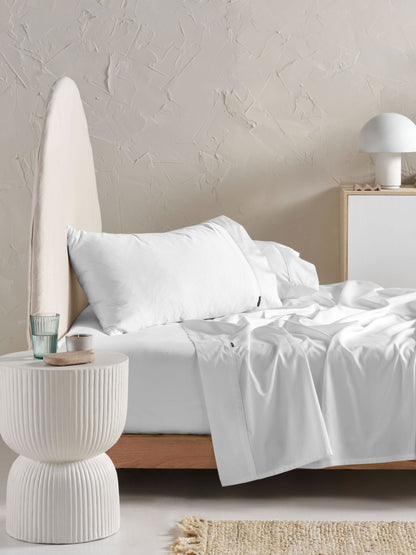 500TC Cotton Sateen Augusta White Sheet Set