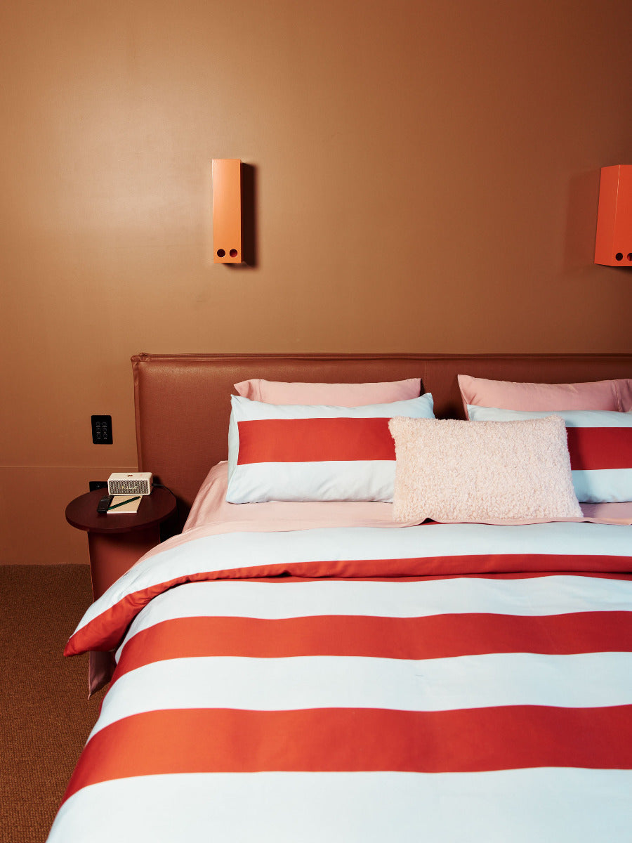 Rugby Stripe Chilli Quilt Cover Set