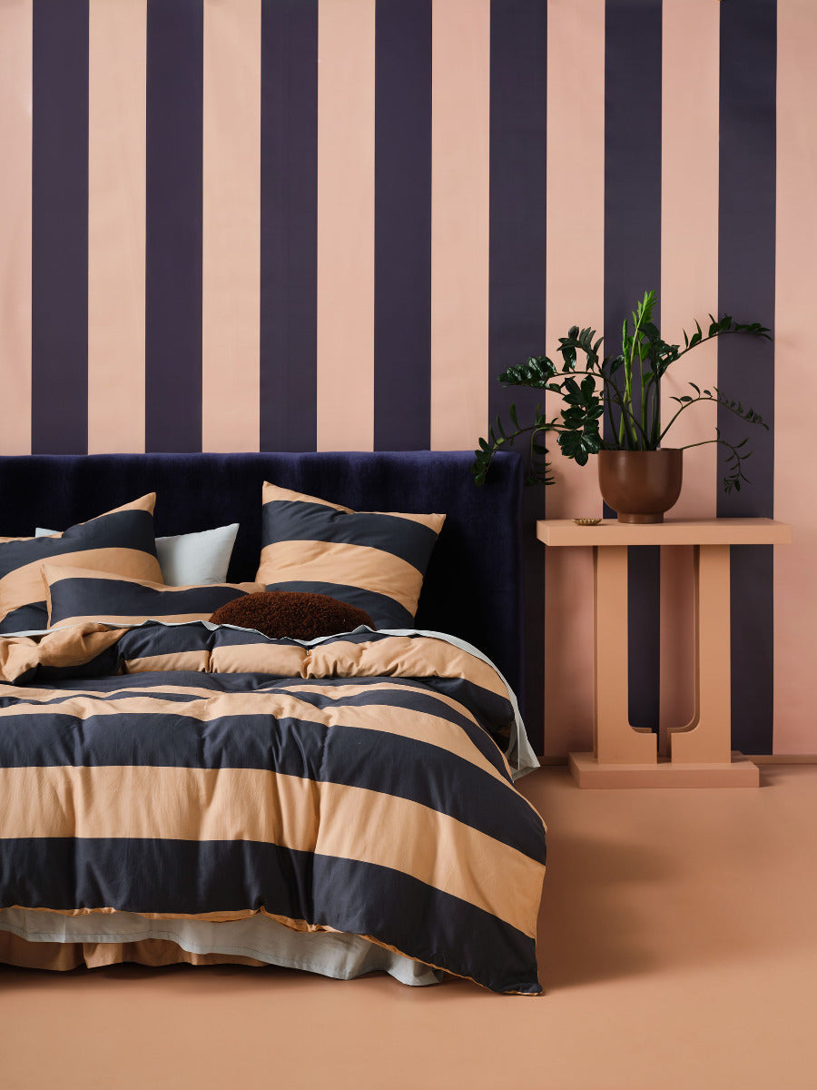 Rugby Stripe Bluestone Quilt Cover Set