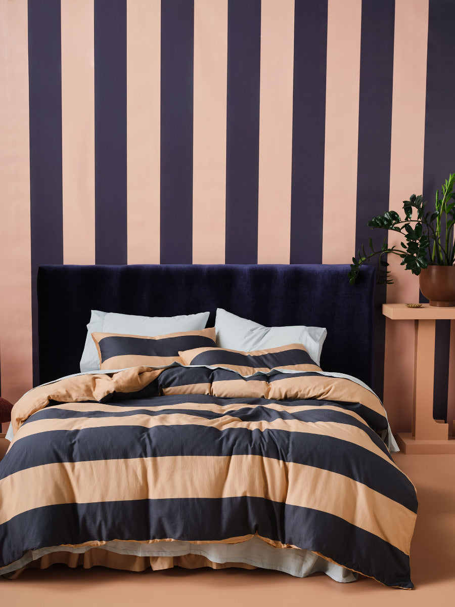 Rugby Stripe Bluestone Quilt Cover Set