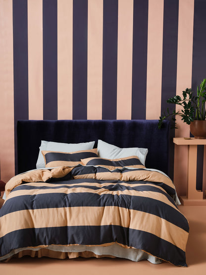 Rugby Stripe Bluestone Quilt Cover Set