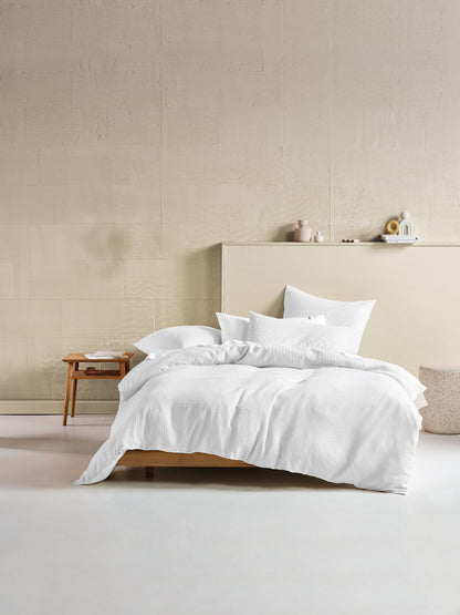 Micro Waffle White Quilt Cover Set