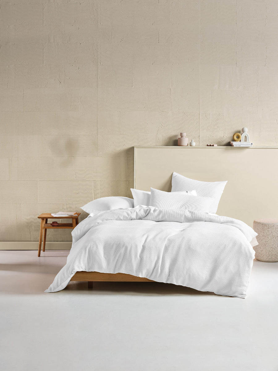 Micro Waffle White European Pillowcase