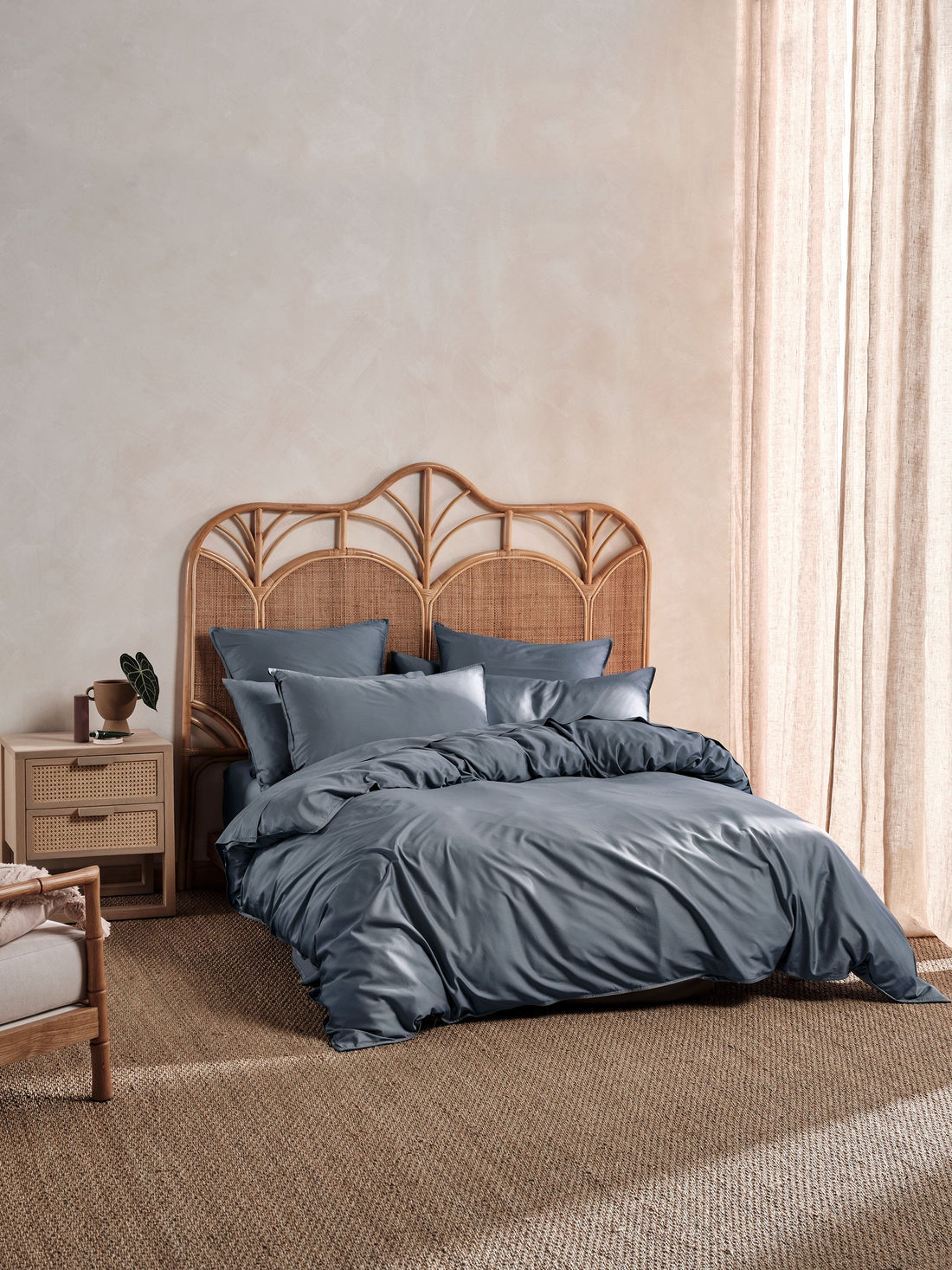 400TC Bamboo/Cotton Nara Bluestone Quilt Cover Set