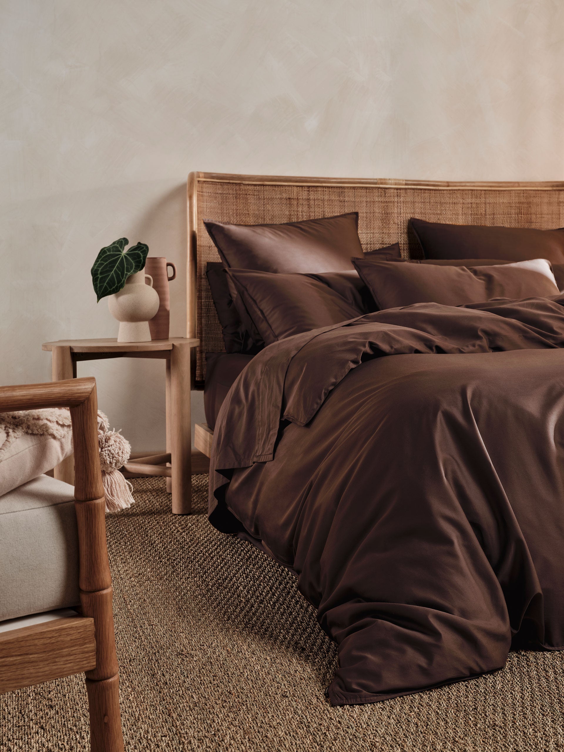 400TC Bamboo/Cotton Nara Chocolate Quilt Cover Set