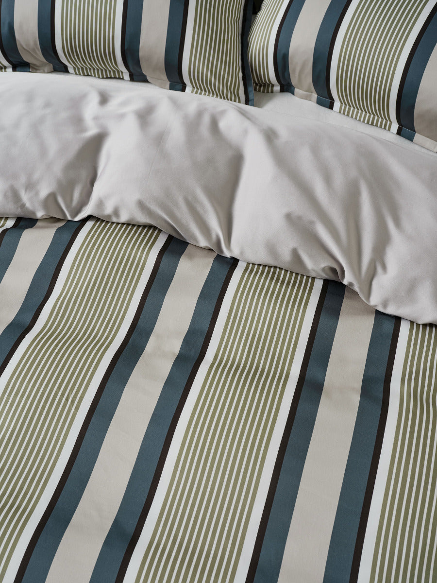 Nara Stripe Bluestone Quilt Cover Set