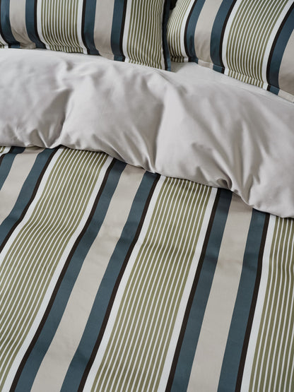 Nara Stripe Bluestone Quilt Cover Set