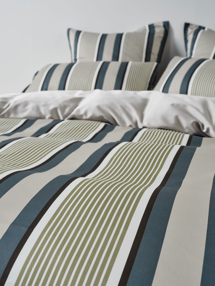 Nara Stripe Bluestone Quilt Cover Set