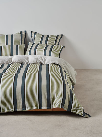 Nara Stripe Bluestone Quilt Cover Set