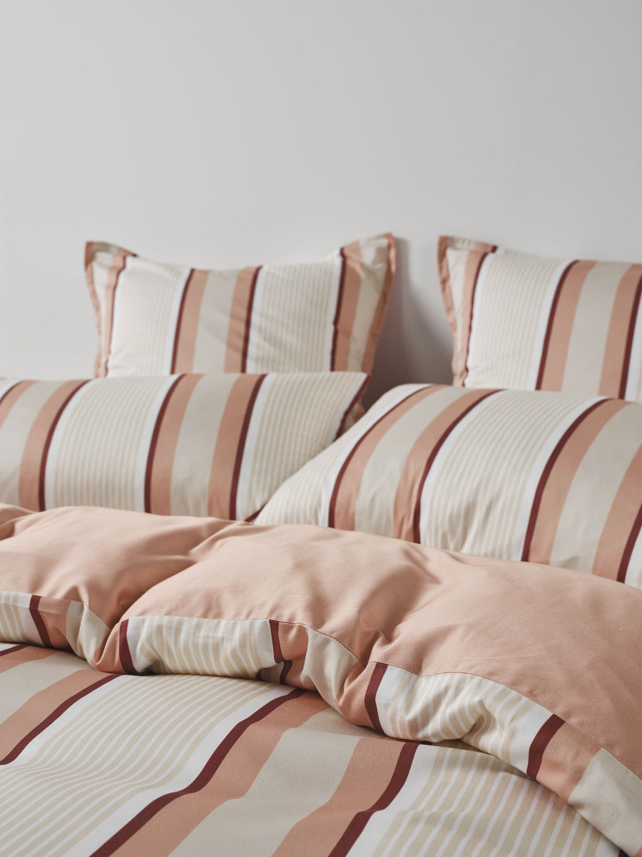 Nara Stripe Clay Quilt Cover Set