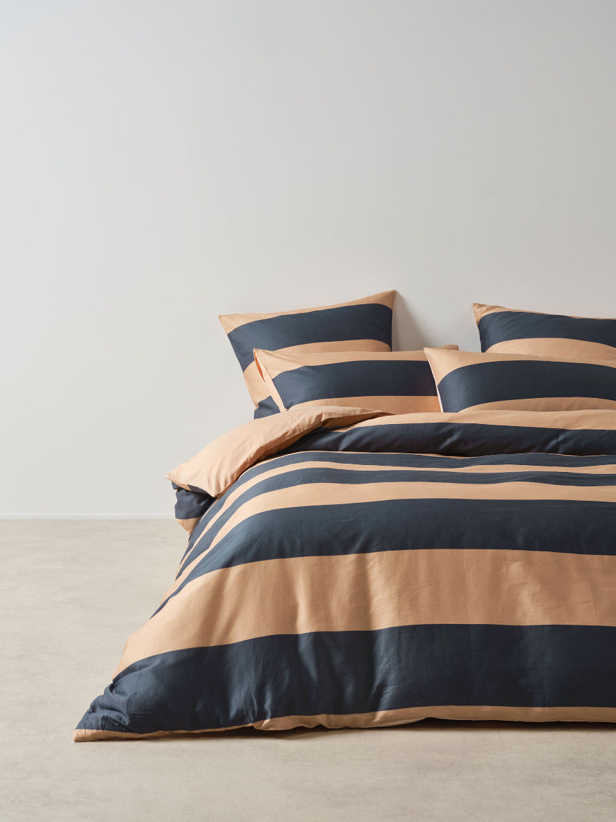 Rugby Stripe Bluestone Quilt Cover Set
