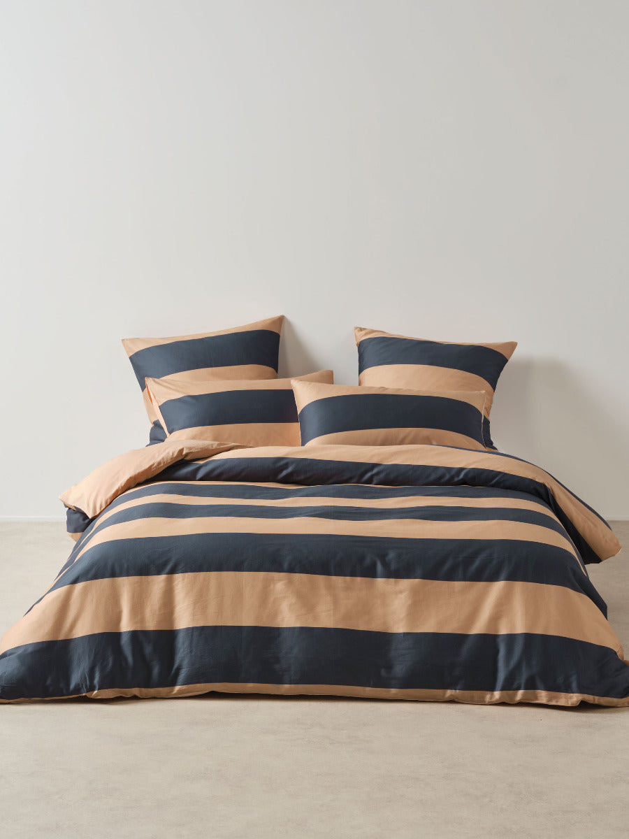Rugby Stripe Bluestone Quilt Cover Set