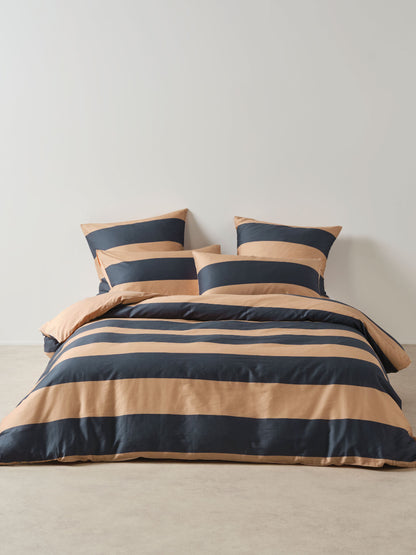 Rugby Stripe Bluestone Quilt Cover Set