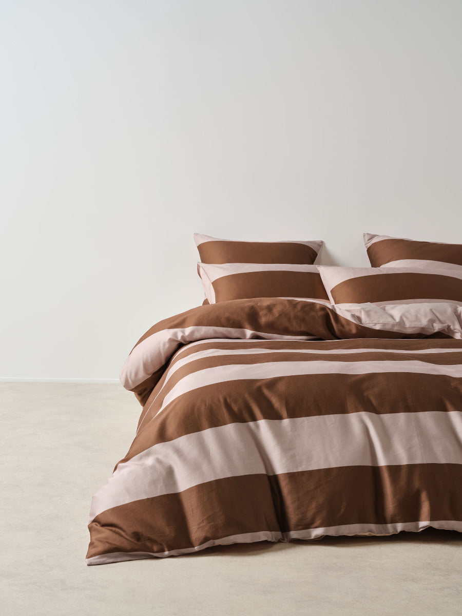Rugby Stripe Orchid Quilt Cover Set