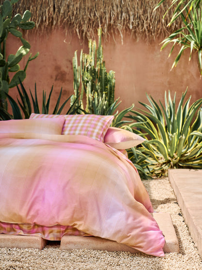 Sunrise Check Bubblegum Quilt Cover Set