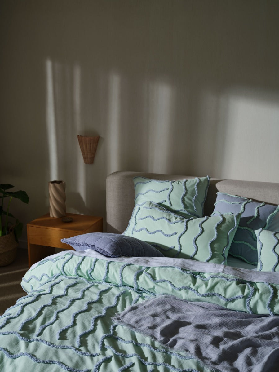 Metung Mint Quilt Cover Set