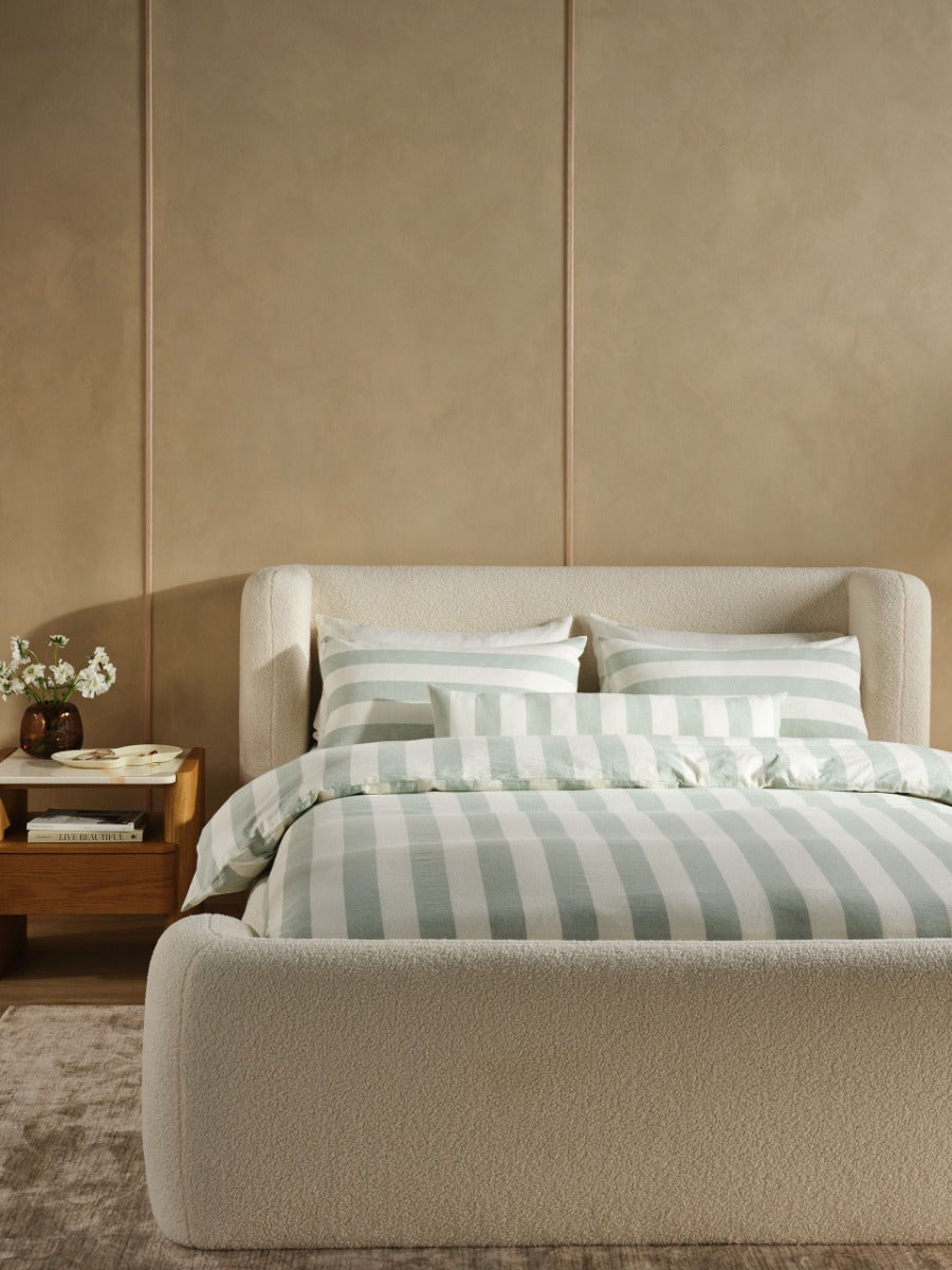 Vintage Stripe Jade Quilt Cover Set