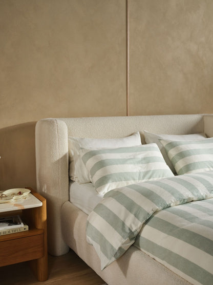 Vintage Stripe Jade Quilt Cover Set