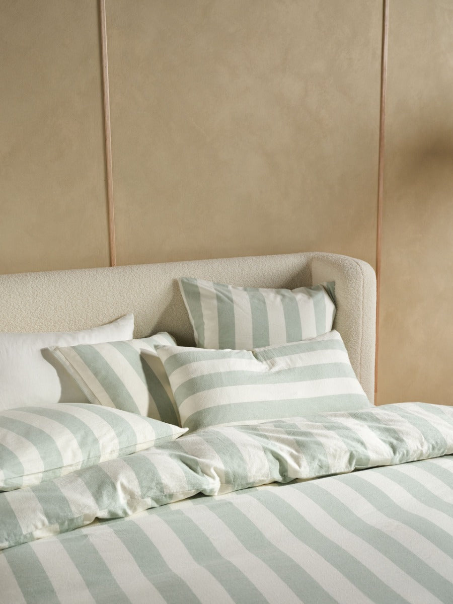 Vintage Stripe Jade Quilt Cover Set