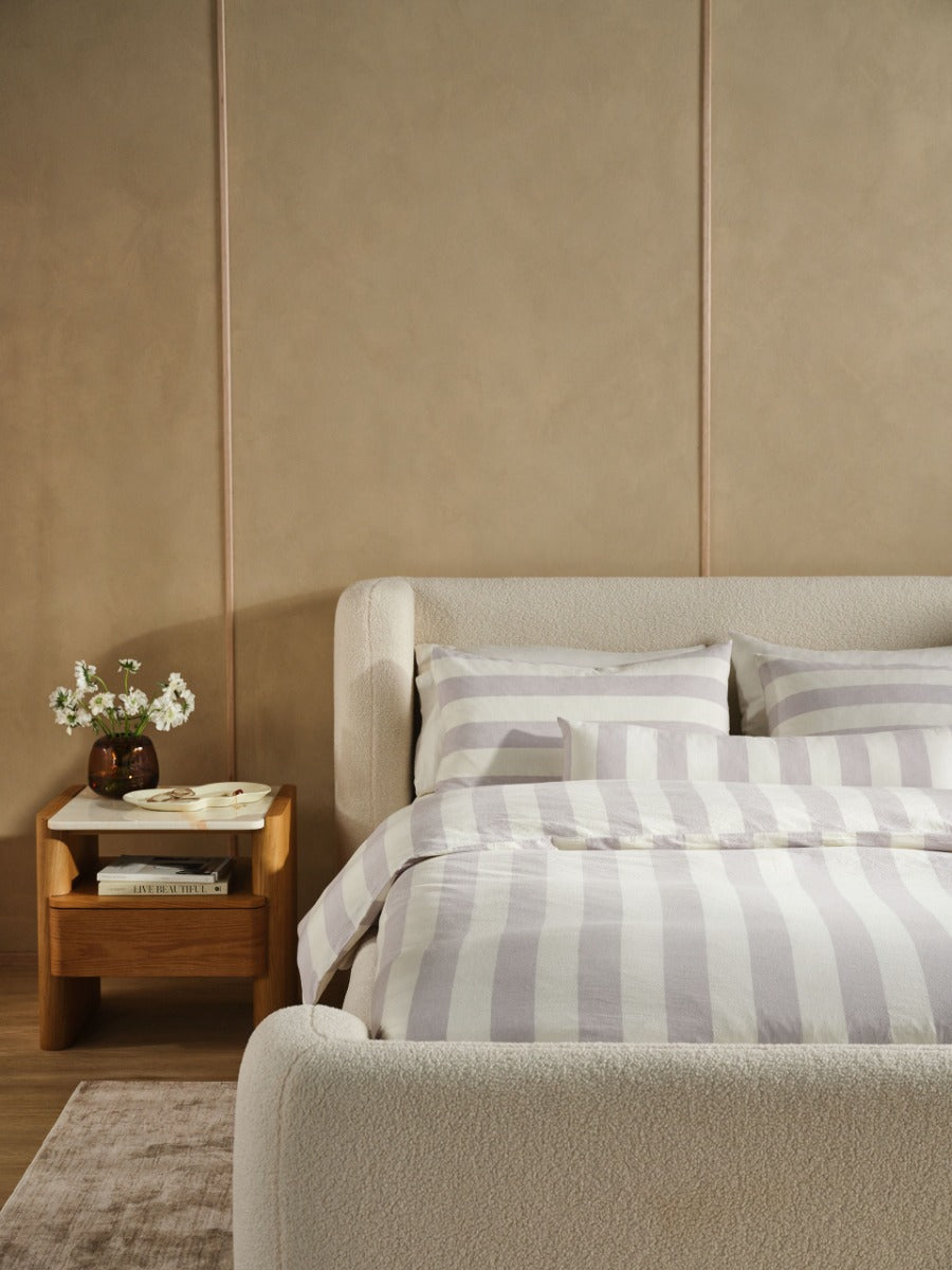 Vintage Stripe Lavender Quilt Cover Set