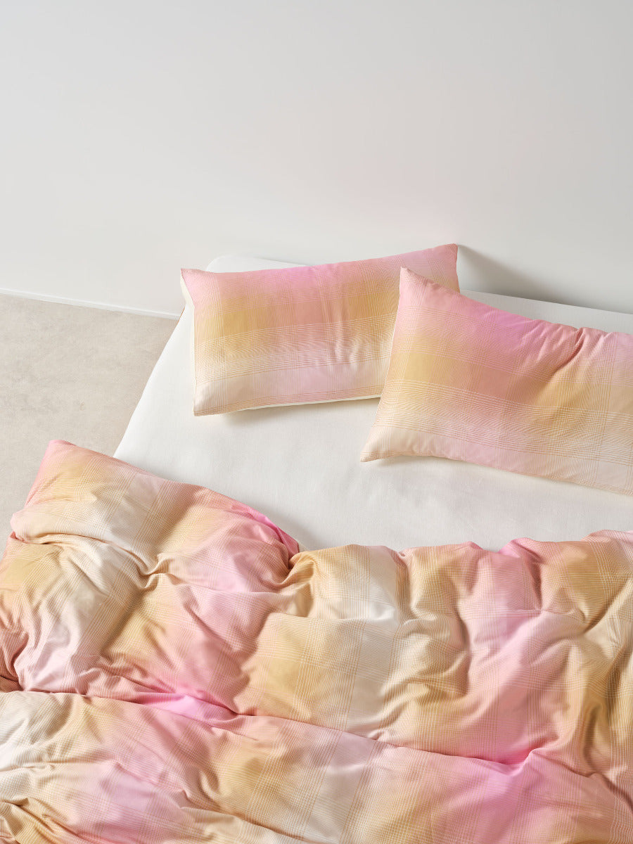 Sunrise Check Bubblegum Quilt Cover Set