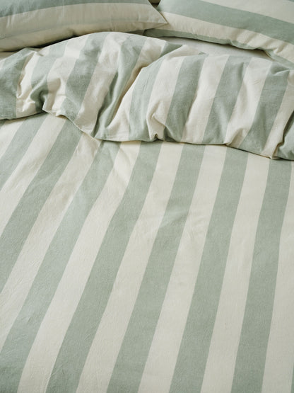 Vintage Stripe Jade Quilt Cover Set