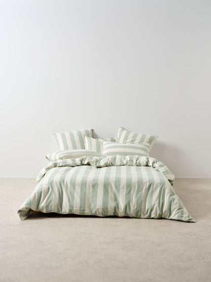 Vintage Stripe Jade Quilt Cover Set